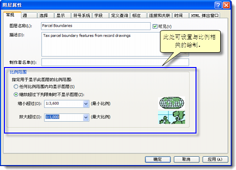 设置图层显示的比例范围