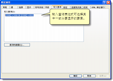 输入定义查询以显示要素的子集