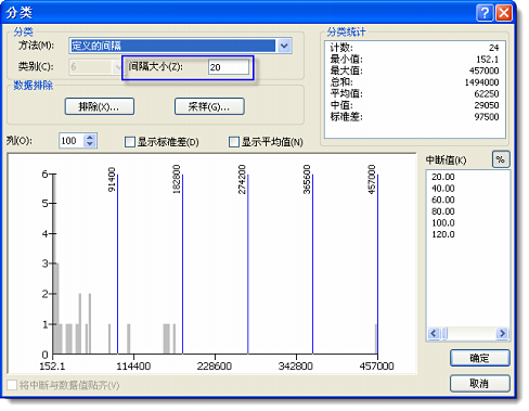 设置定义的间隔分类