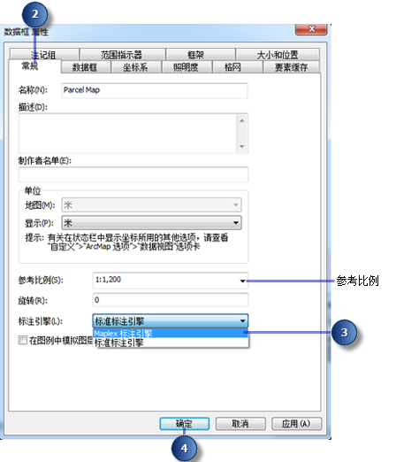 “数据框属性”对话框